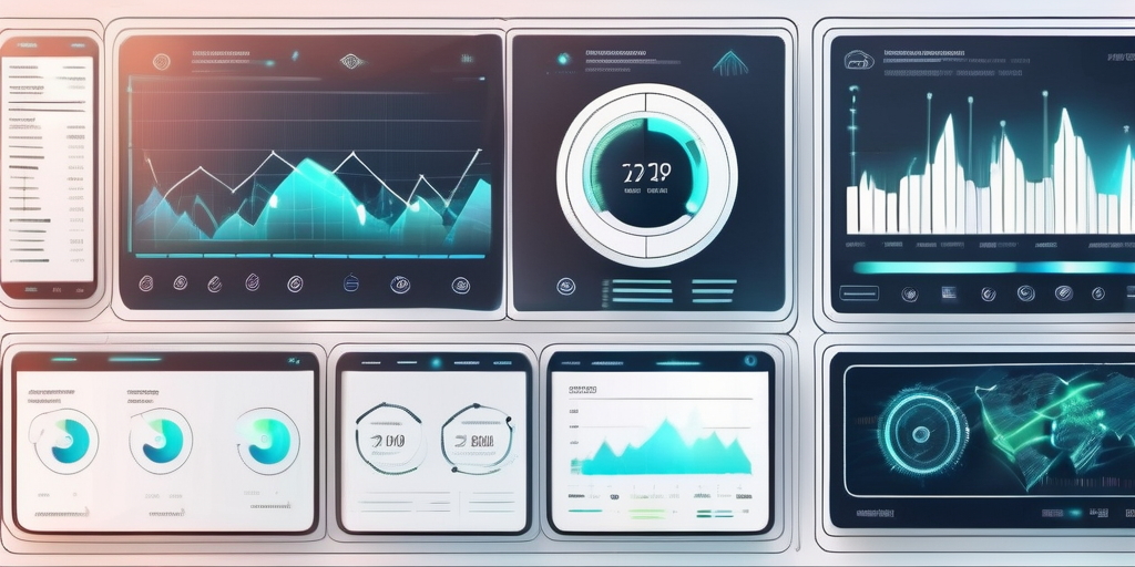 A high-tech cyber dashboard with multiple glowing screens displaying various digital data and cyber security tools